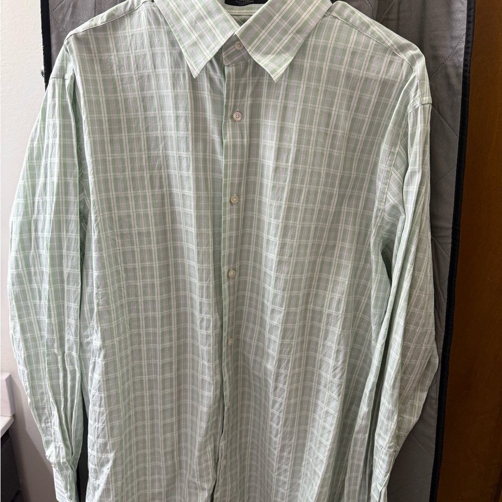 John W. Nordstrom Light Green Checkered Shirt